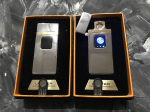 Зажигалка USB спираль поджиг от отпечатка пальца 836 серебро