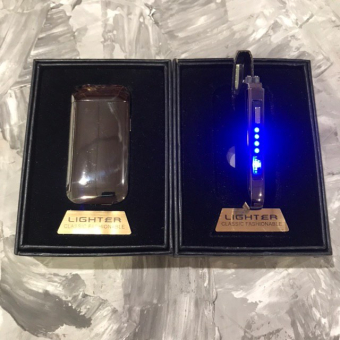 Зажигалка USB 2-ой импульс 40698 черная + уровень заряда