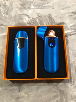 Зажигалка USB спираль сенсор 43812 синяя