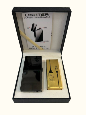Запальничка USB 2 імпульса 9041 чорний глянець