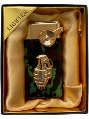 Зажигалка газовая Lighter 723 khaki grenade